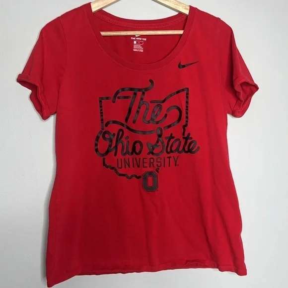 Women’s Nike Scoop Neck The Ohio State University Tshirt Red Large - Picture 1 of 3